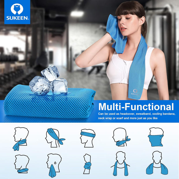 Sukeen 4 Pack Cooling Towel (40"x12"), Soft Breathable Chilly Microfiber Towel for Yoga, Sport, Running, Gym, Workout & More Activities