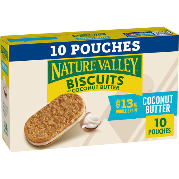 Nature Valley Biscuit Sandwiches, Peanut Butter, Snack Bars, 10 Bars, 13.5 oz