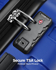 Suitour Luggage 3 Piece Sets Hard Shell Luggage Set with Spinner Wheels, TSA Lock, 20 24 28 inch Travel Suitcase Sets, Bright Blue