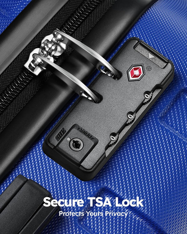 Suitour Luggage 3 Piece Sets Hard Shell Luggage Set with Spinner Wheels, TSA Lock, 20 24 28 inch Travel Suitcase Sets, Bright Blue