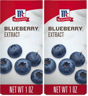 McCormick Blueberry Extract with Other Natural Flavors, Distinctive, Sweet Blueberry Flavor and Aroma for Baking Cookies, Cake, and Muffins, and Beverages Like Lemonade, Mocktails, and Smoothies, 1 fl oz