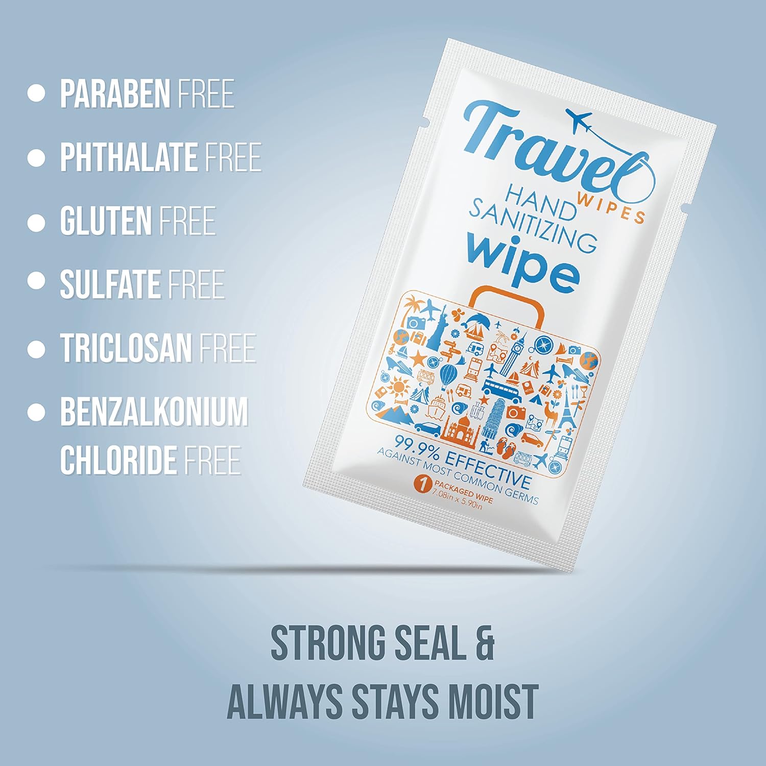 Hand Sanitizing Travel Wipes – 30ct Individually Wrapped | Fragrance-Free, Moisturizing, 70% Isopropyl Alcohol Wipes | Travel, Home, Office, Daily Use | Made in USA