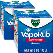 Vicks VapoRub, Original, Cough Suppressant, Topical Chest Rub & Analgesic Ointment, Medicated Vicks Vapors, Relief from Cough Due to Cold, Aches & Pains, 6oz (2 Count)