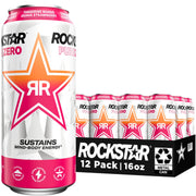 Rockstar Pure Zero Energy Drink,4 Flavor Pure Zero Variety Pack, 0 Sugar, with Caffeine and Taurine, 16oz Cans (12 Pack) (Packaging May Vary)