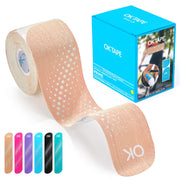 OK TAPE Synthetic Kinesiology Tape Precut Strips, Waterproof Kinesiology Athletic Tape for Joint & Muscle Support, Reflective and Durable Tape, 2in×16.4ft Roll 20PCS | Beige