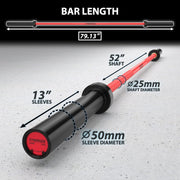 Synergee Games 15kg and 20kg Colored Ceramic Coated Barbells. Rated 1500lbs for Weightlifting and Powerlifting. Black, Red, Grey, Pink