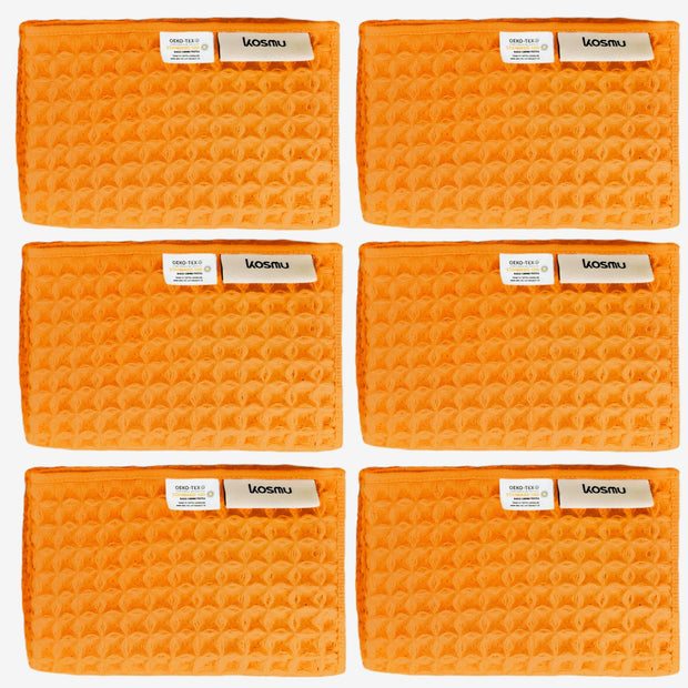 Luxury Japanese Cotton Waffle Bath Towel | Plush, Absorbent, and Quick Dry (Coral Orange, Hand Towel, 32" x 16")