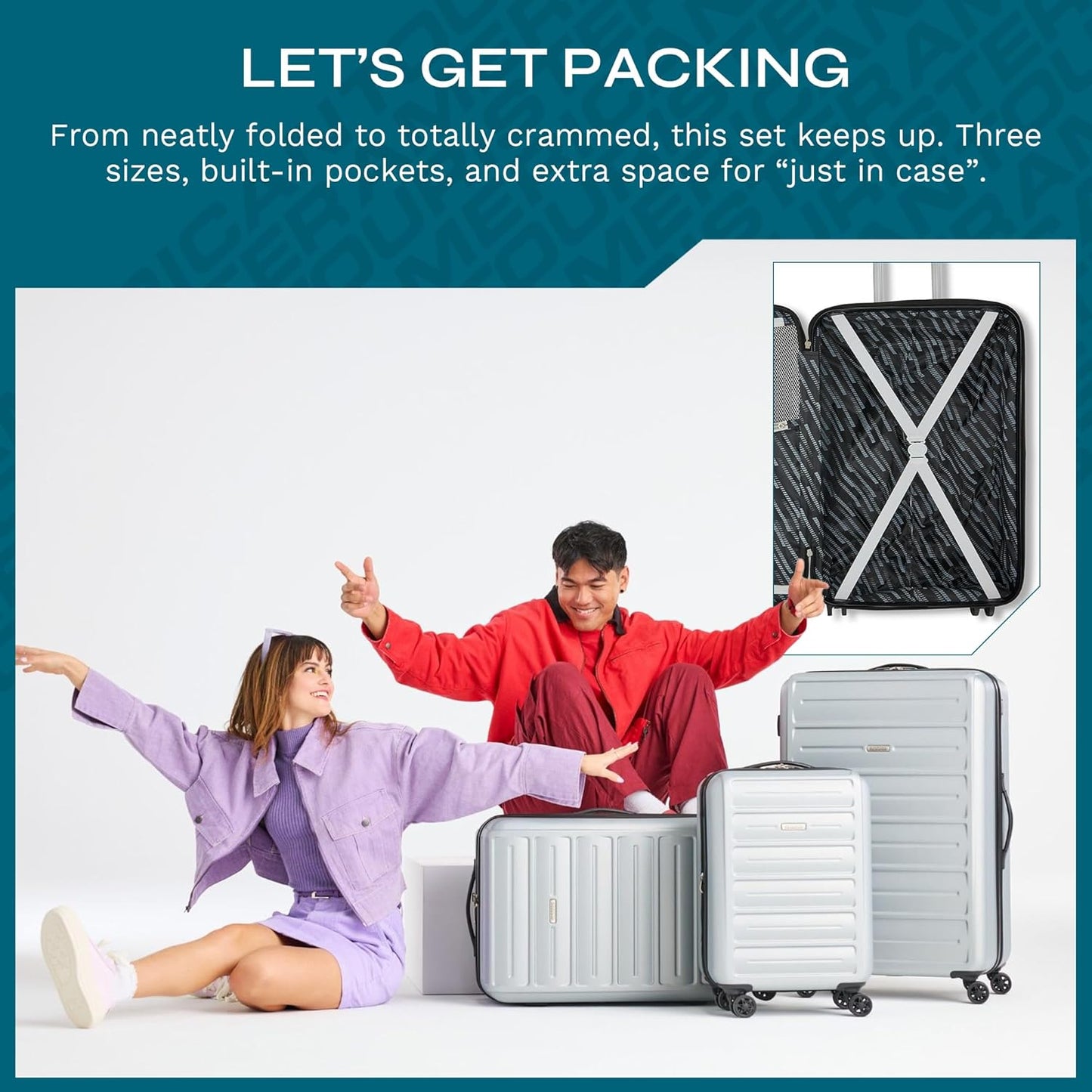 Westridge Hardshell Luggage Set - 3 Piece Set - 20" Carry-On, 24” & 28” Checked Luggage Set with 360° Spinner Wheels - Expandable Suitcases for Extended Travel - Durable ABS Shell - Black