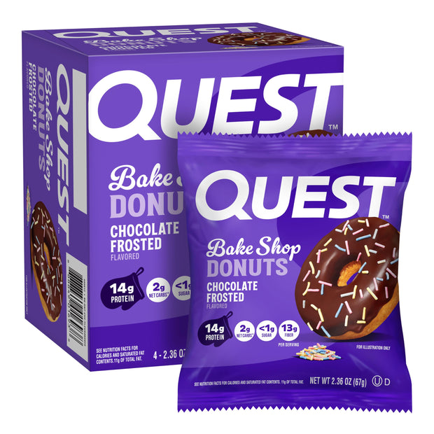 Quest Bake Shop, Chocolate Frosted Donuts, Protein Snack, Low Sugar, 9 Count