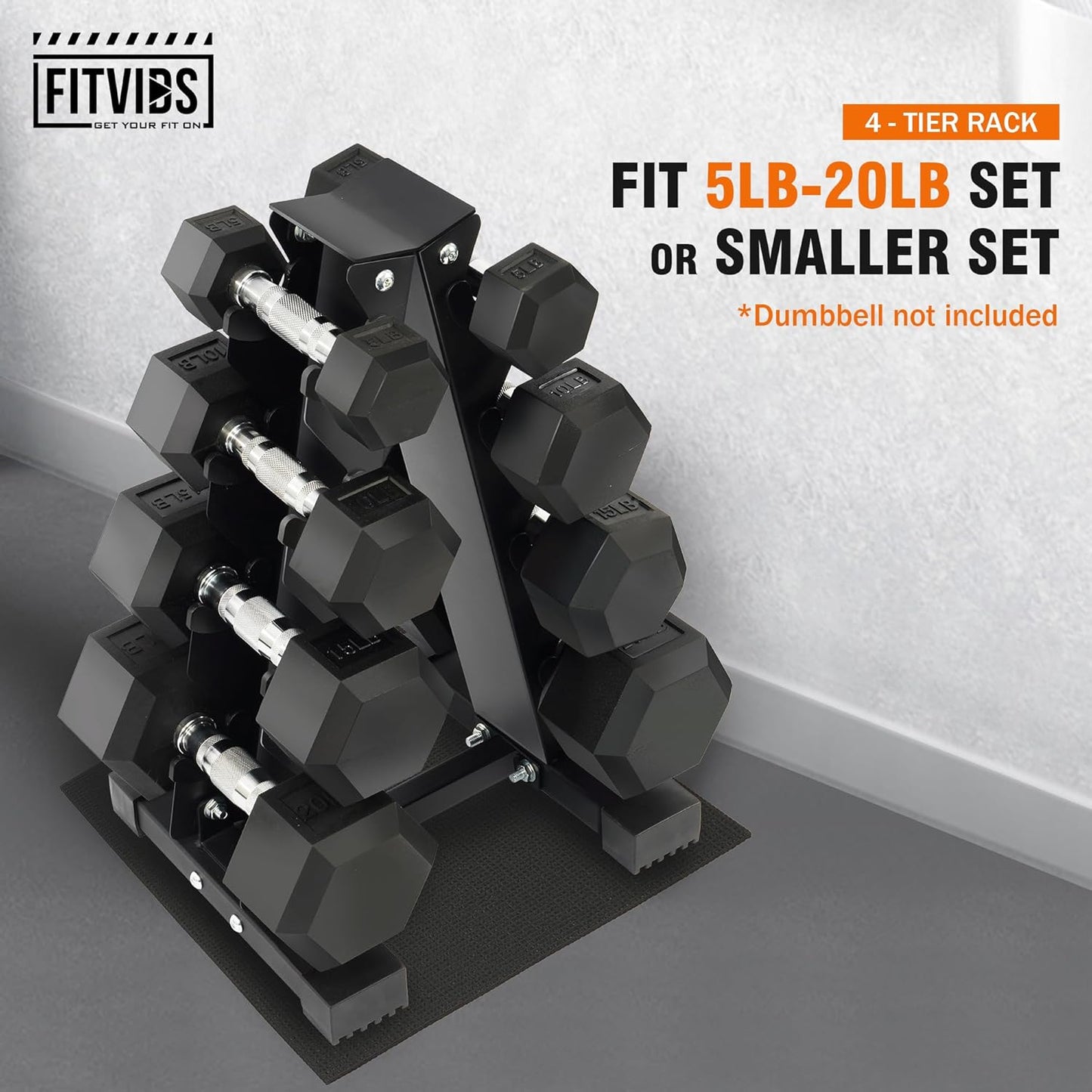 A-Frame Dumbbell Rack Stand Only with Anti-Slip Pads, Compact Weight Storage Rack for Home Gym, 4 Tier or 5 Tier A-Shape Rack Options
