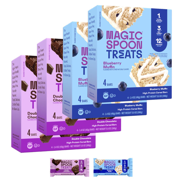 MAGIC SPOON Treats - High Protein, Low Carb, Keto Friendly, Low Sugar, Gluten Free, Crispy Protein Bar Cereal Bar, On-The-Go Healthy Snack (Chocolate PB, 8 Bars)