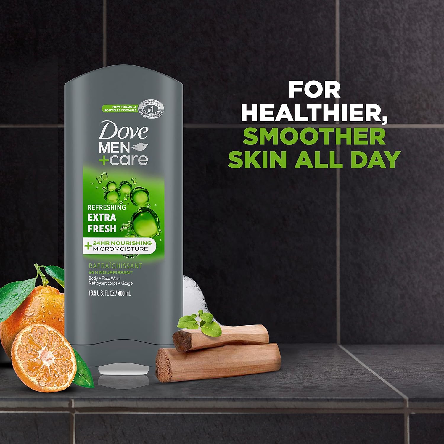 Dove MEN + CARE Body Wash and Face For Fresh, Healthy-Feeling Skin Extra Fresh Cleanser That Effectively Washes Away Bacteria While Nourishing Your 13.5 oz (Pack of 2)