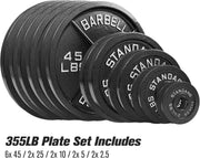 Steel Olympic Plates 355lb Set - Olympic Standard Premium Coated 2.5lb, 5lb, 10lb, 25lb, and 3x 45lb Pairs for Weight Lifting Powerlifting