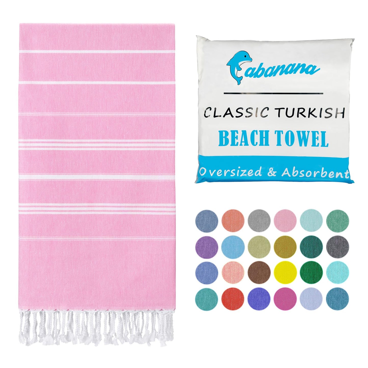 cabanana Turkish Beach Towel Oversized - 39"x71" Quick Dry Sand Free Thin Beach Towels for Adults,Extra Large Cotton Lightweigh Travel Towel for Beach Accessories (Coral)