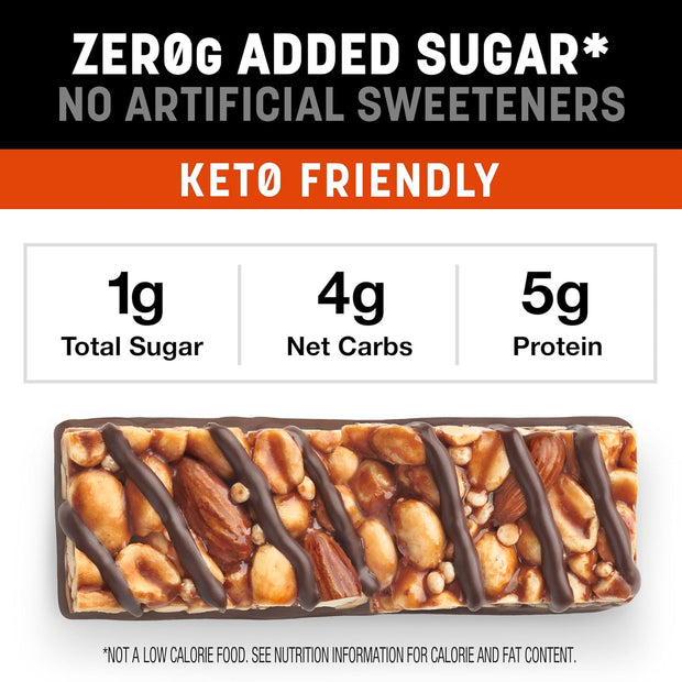 KIND ZERO Added Sugar Bars, Keto Snack, Peanut Butter Dark Chocolate, Good Source of Fiber, Gluten Free, Low Sugar, 5g Protein, 30 Count
