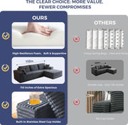 MAXYOYO 110" Modular Sectional Couch with L-Shape Chaise, Modern Boneless Couch for Living Room, Sofa in A Box, Oversized Sofa Sleeper with Deep Seat, No Assembly Required, Dark Grey