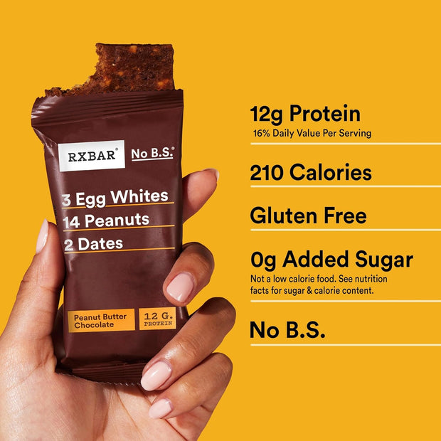 RXBAR Protein Bars, Protein Snack, Snack Bars, Peanut Butter Chocolate, 9.1oz Box (5 Count)