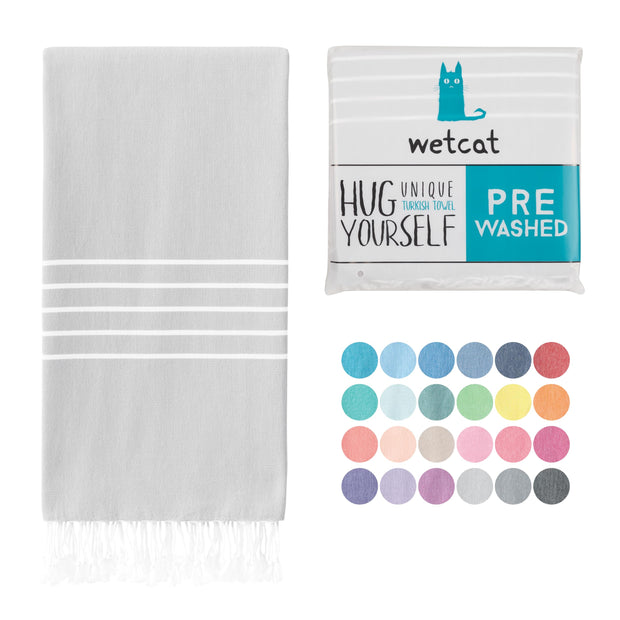 WETCAT Turkish Beach Towel Oversized (38"x71") 100% Turkish Cotton, Made in Turkey - Sand Free, Extra Large, Ultra Soft, Quick Drying, Compact & Lightweight for Travel - Blue