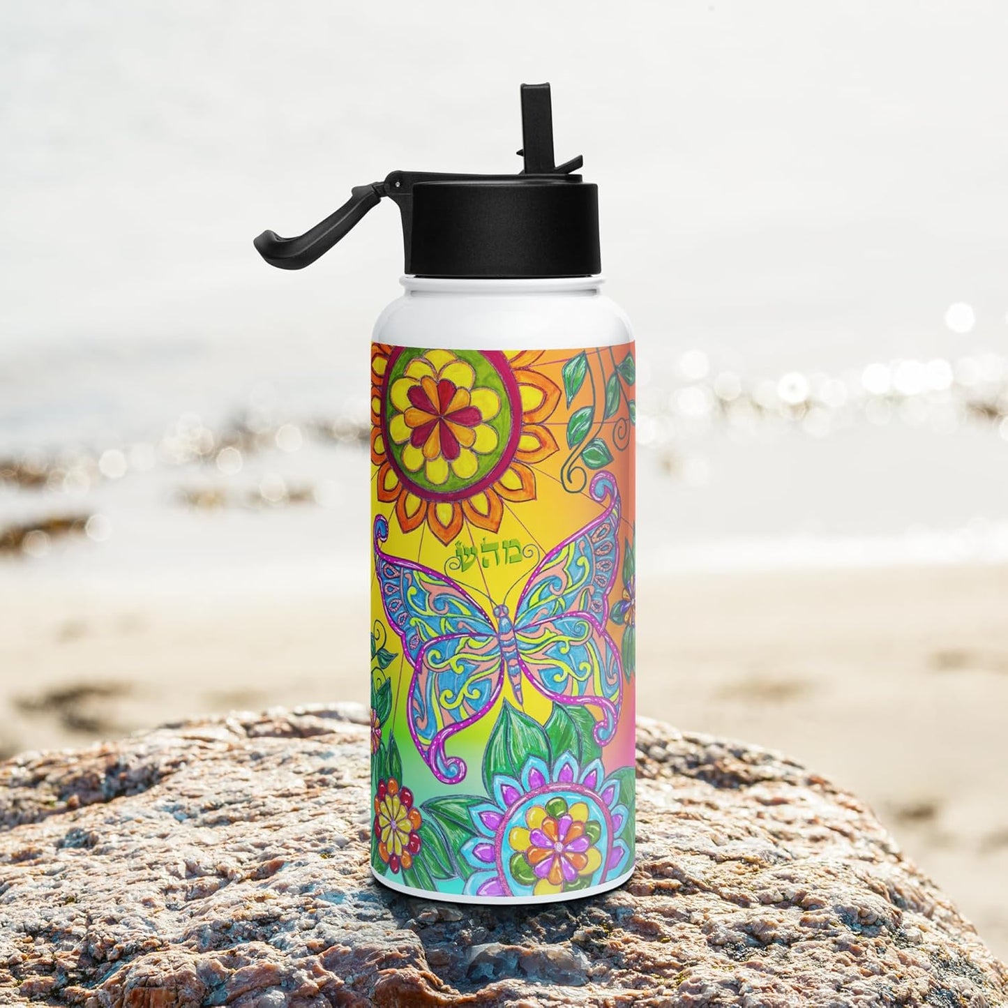 Insulated Stainless Steel Water Bottle with Straw, BPA-Free Sports Water Bottle, Great for Travel, 32 Oz, Very, Very, Colorful, Healing-05
