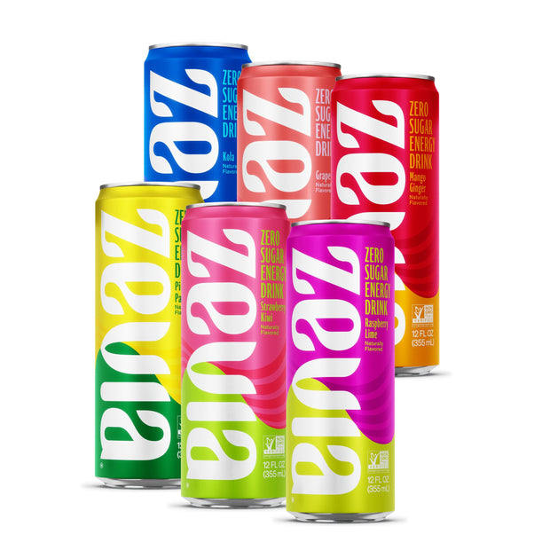 Zevia Zero Calorie Energy Drink 4-Flavor Medley Variety Pack 12 Ounce Cans (Pack of 12)