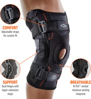 Shock Doctor Knee Brace, Compression Knee Brace for Men & Women, Hinged Knee Brace with Side Stabilizers, Maximum Support, Adjustable Dual Hinges, Knee Braces and Knee Support