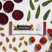 POSSIBLE Snack Bar - Organic Energy Bars with 10g of Plant-Based Protein - Vegan, Gluten-Free, Non-Dairy, USDA Organic - Healthy Fats - Clean Label - 1 Box, 12 Servings - Strawberry Beet Almond