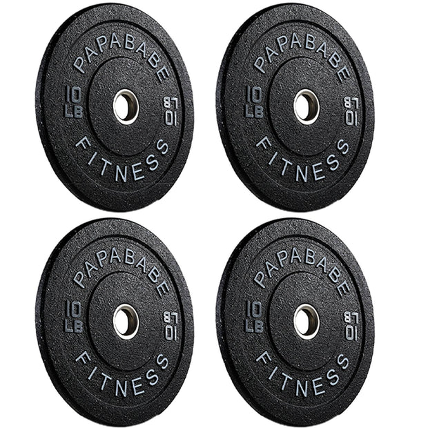Papababe Weight Plates, 2-Inch Weights Plates Set, Floor Protective Rubber Weight Plates, 10-600lbs Bumper Plates for Barbell Strength Training & Weightlifting (Single/Pair/Full Set)