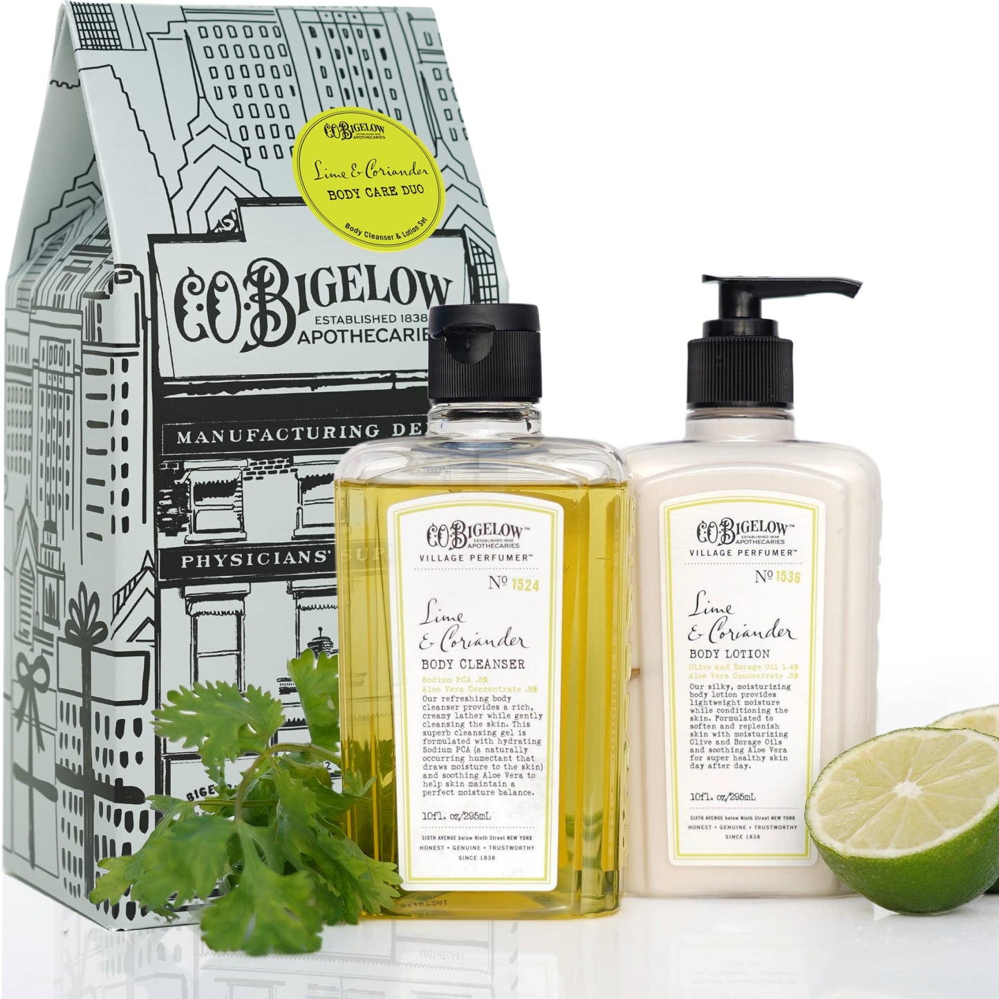 C.O. Bigelow Apothecary Duo, Grapefruit Body Care Gift Box with Body Soap & Lotion, Gift Set of Two - Moisturizing Lotion & Liquid Body Wash for Dry Skin - 10fl oz Each