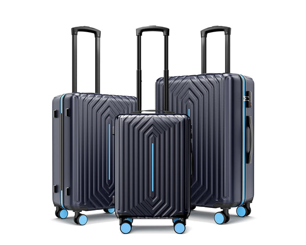 Luggage Sets 3 Piece, Carry On and Checked Hardside Lightweight Suitcase with Spinner Wheels and TSA Lock (20/24/28 inch), Purple