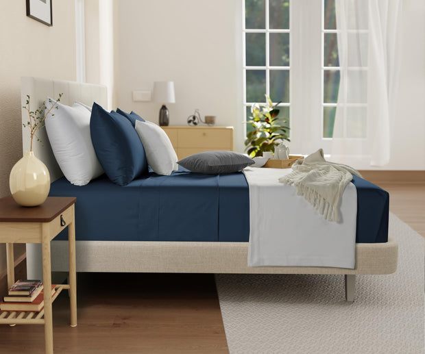 100% Egyptian Cotton Sheets King Size Sheets Set with Fully Elasticated Fitted Sheet & Pillowcase sets, 800 TC Hotel Collection Deep Pocket King Sheet Set, No Pill Soft Breathable Luxury White Bedding