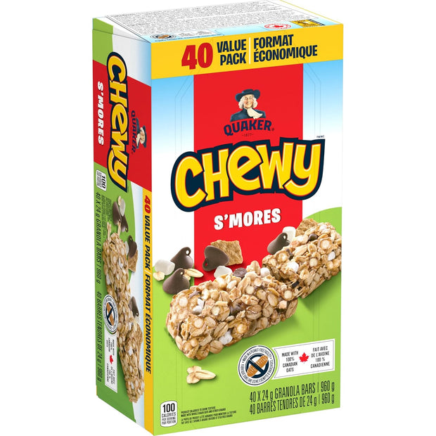 QUAKER CHEWY, S'Mores Granola Bars, 960g/33.9 oz.,(40 Count) {Imported from Canada}