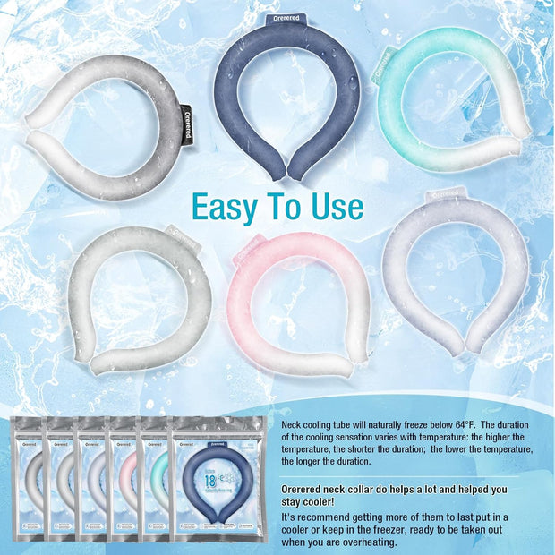 Neck Cooling Tube 70% Gel Increase Ice Ring Neck Cooler Wearable Body Cooling Products for Summer Outdoor Indoor Activities Relief for Hot Flashes(Navy,L)