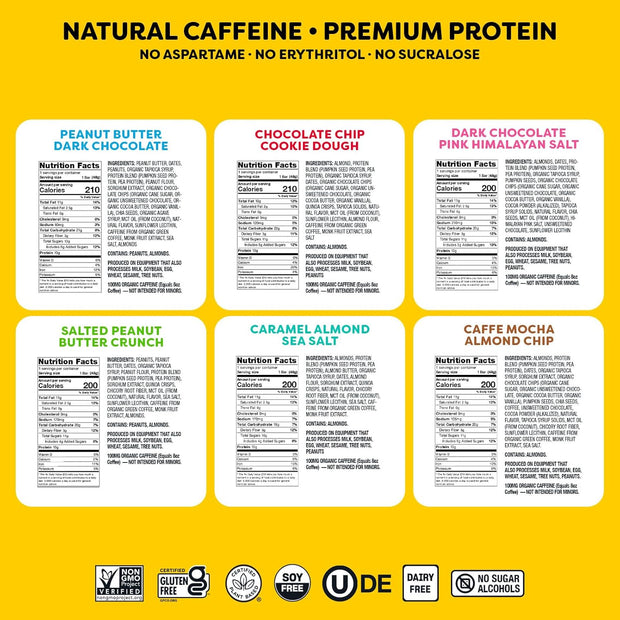 Quantum Energy Square: Energy Bar with Caffeine & 10g Protein. Delicious Healthy Snack On The Go. (Vegan, Gluten-free, Soy-free, Dairy-free) (Variety 12-Pack)