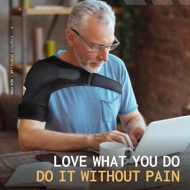 Shoulder Brace - Support & Injury Prevention Brace- Joint Pain Releaser- Shoulder Compression Wrap Strap - Adjustable Injury Accessories for Shoulders - Premium Quality Strap by FIGHTECH (Pink, L-XL)