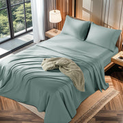 LBRO2M 100% Cotton 1200 Thread Count King Size Sheets Set Deep Pocket Up to16 inches, Bed Sheet 4 Piece (White, King)