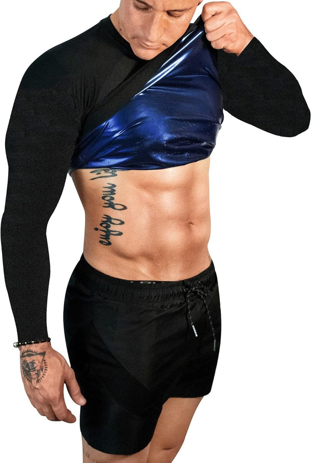 Sauna Shirt for Men Long Sleeve Sauna Suit Heat Trapping Workout Shirts Sweat Enhance Vest for Workout Sports