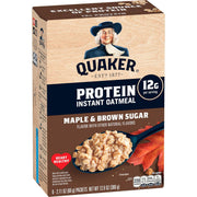 Quaker Protein Instant Oatmeal, Maple Brown Sugar, 12g Protein per Serving, Whole Grains, No Artificial Flavors, No Added Colors, 2.11 oz Packets, (6 Pack)