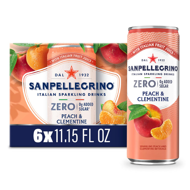 Sanpellegrino Italian Sparkling Drink, Zero Sugar, Lemonade Beverage, 6 Pack Cans 66.9 fl oz