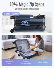 LIGHT FLIGHT Travel Luggage Sets, 3 Piece Set Suitcase with Spinner Wheels, Hardside Lightweight Luggage set with TSA Lock (20" 24" 28"), Navy Blue