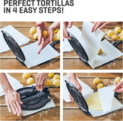 Uno Casa Cast Iron Tortilla Press 8 Inch - Tortilla Maker Press, Pre-Seasoned Roti Maker with 100 Pcs Parchment Paper - Heavy Duty Quesadilla Maker for Homemade Flatbreads, Rotis, Empanadas