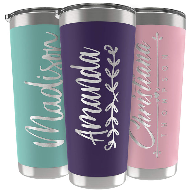 Personalized Gifts For Men - 20 Oz. Custom Tumblers w/Lid, Black - Insulated Travel Coffee Mugs - Optional Straw Set, Stainless Steel Double Wall Coffee Tumbler, Personalized Cups