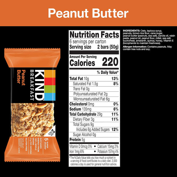 KIND Breakfast Bars, Variety Pack, Honey Oat, Almond Butter, and Peanut Butter, Healthy Snacks, Gluten Free, 3-8g Protein, 18 Count
