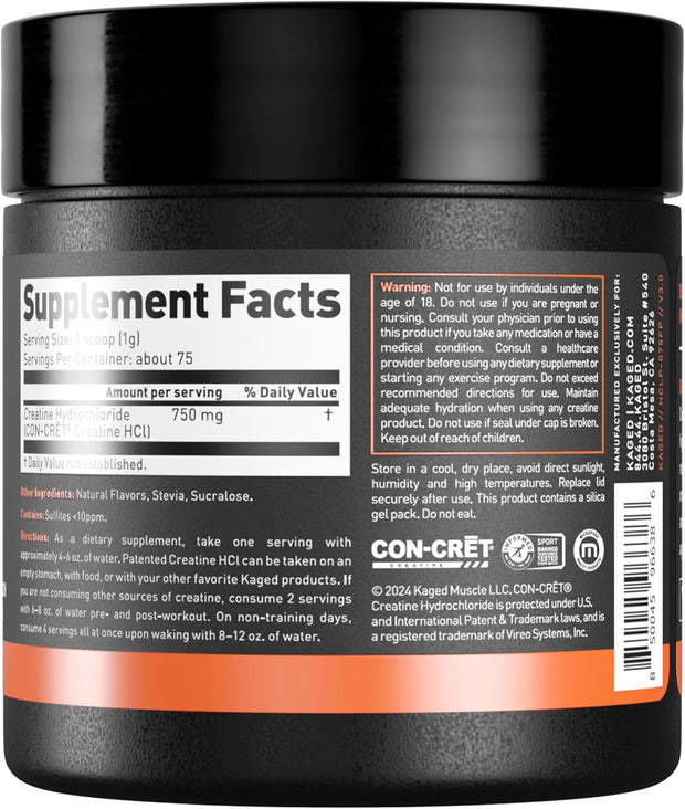 Kaged Creatine HCl Powder, Fruit Punch, Supports Muscle Growth and Recovery, Patented Creatine Hydrochloride Formula, Easy Digestion and Enhanced Muscle Absorption, 75 Servings