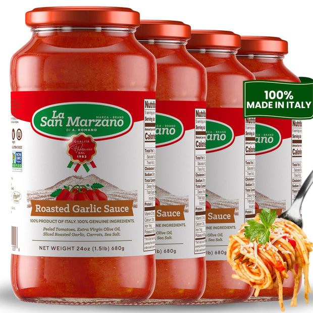 La San Marzano Marinara Sauce, 24 oz, Pasta Sauce Made in Italy, All Purpose Tomato Premium Quality, All Natural, Mediterranean Diet, Non GMO, Vegan, Gluten Free