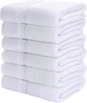 Utopia Towels 6 Pack Small Bath Towel Set, 22 by 44 Inches, 500 GSM 100% Ring Spun Cotton, Lightweight and Highly Absorbent Quick Drying Premium Towels for Hotel, Spa and Bathroom, White