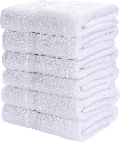 Utopia Towels 6 Pack Small Bath Towel Set, 22 by 44 Inches, 500 GSM 100% Ring Spun Cotton, Lightweight and Highly Absorbent Quick Drying Premium Towels for Hotel, Spa and Bathroom, White