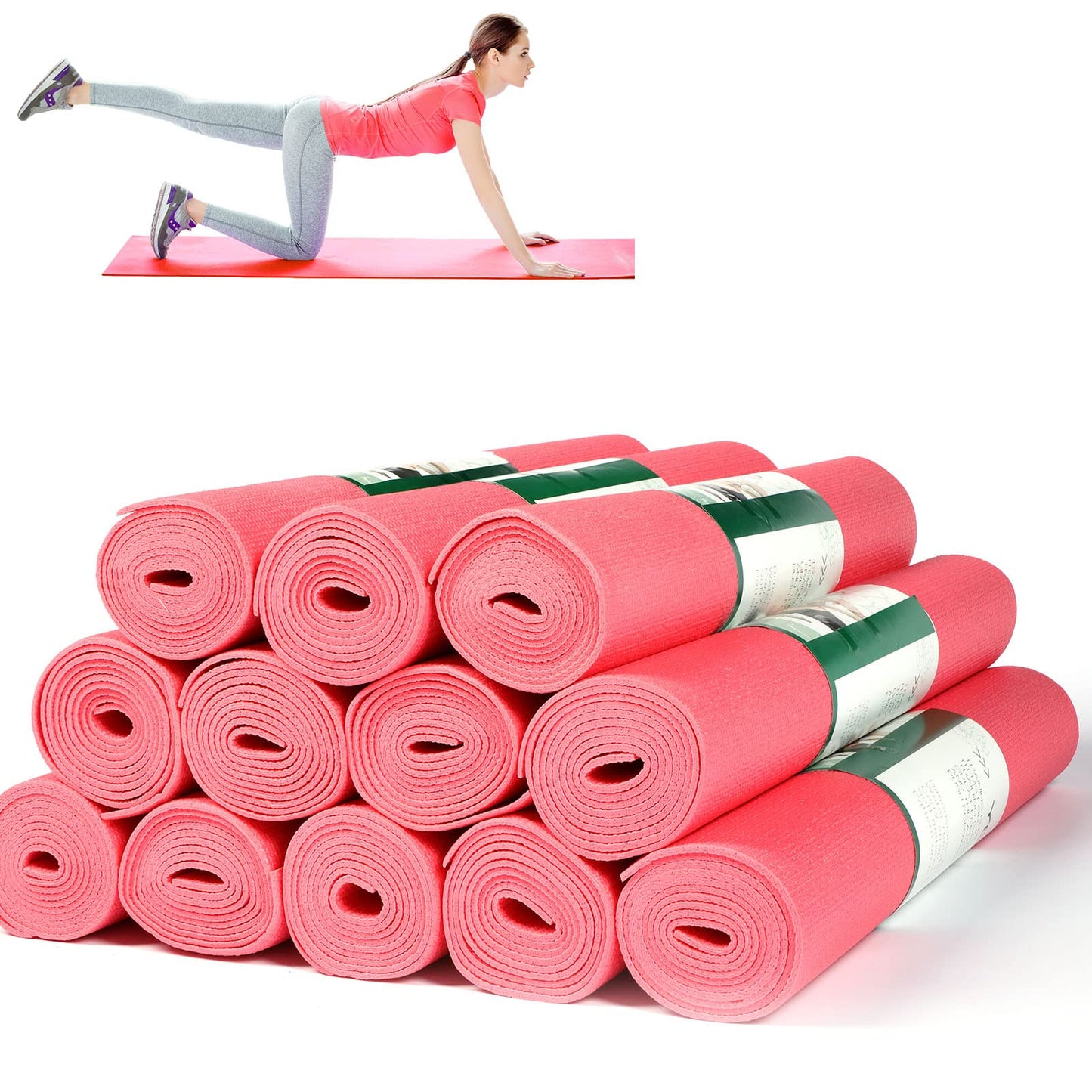 Amylove 12 Pieces Yoga Mats Bulk 68x24x0.12 Inch Exercise Non Slip Fitness Workout Mats for Women Men Home Workout Gym Yoga