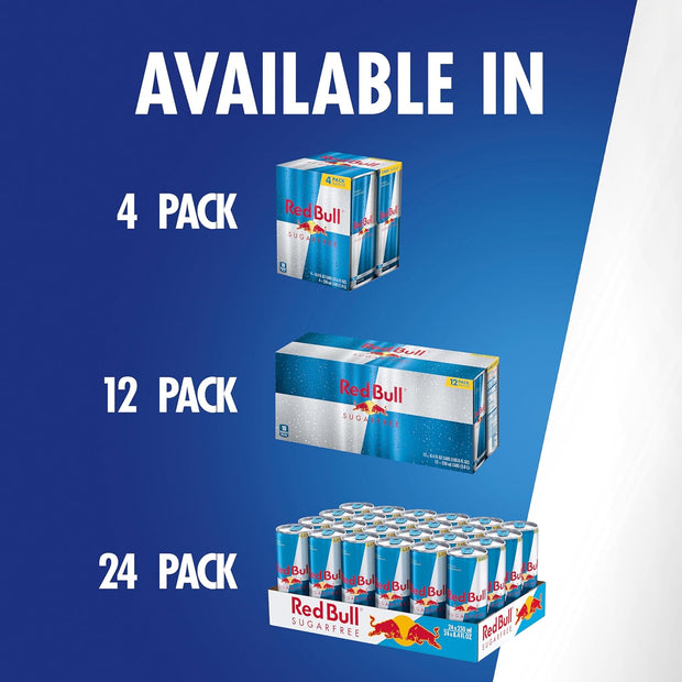 Red Bull Sugar Free Energy Drink with 80mg Caffeine plus Taurine & B Vitamins, 8.4 Fl Oz, Pack of 4 Cans