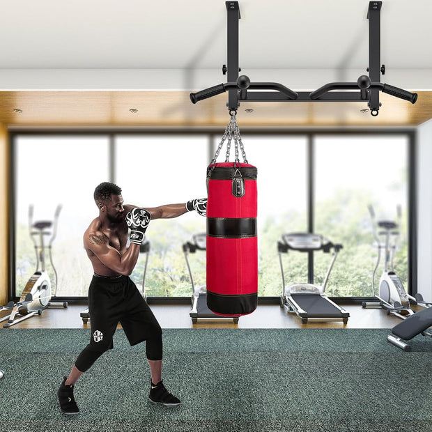 SELEWARE Heavy Duty Welded Pull Up Bar, Versatile Doorway Wall Mount, Joist Mounted, and Ceiling Mounted Chin Up Bars, Thick Metal Sturdy Construction for Full Body Workouts Support 500 lbs