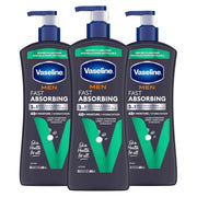 Vaseline Men's Healing Moisture Hand & Body Lotion For Dry or Cracked Skin Fast Absorbing Non-Greasy Lotion for Men 20.3 oz, Pack of 3